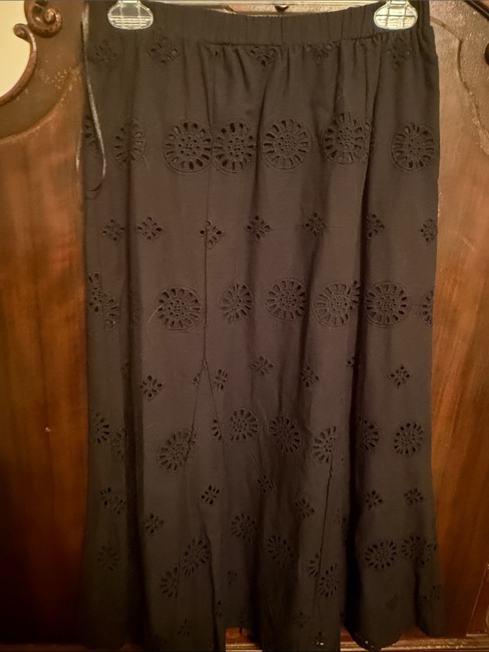 Adiva Black Eyelet Midi Skirt